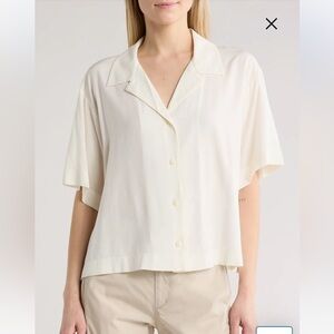 𝅺NWT Rag and Bone Reed Linen Blend Short Sleeve Shirt Boxy Oversized Camp Small